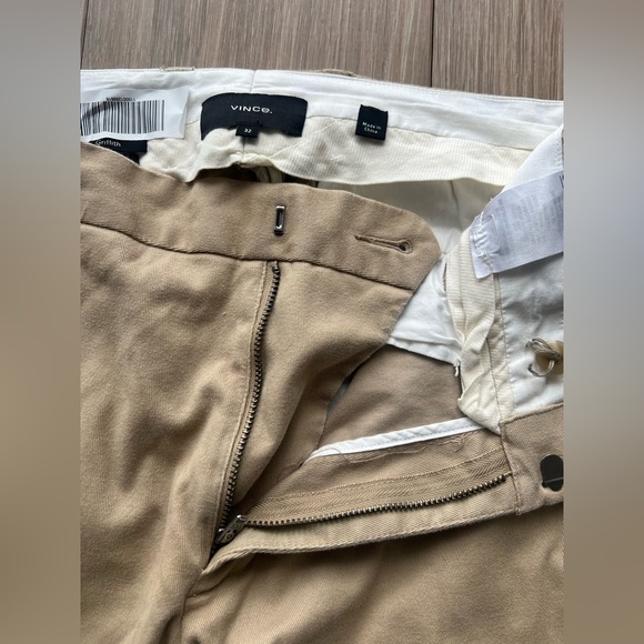 VINCE Cotton Twill Flat Front Griffith Chino Pant in British Khaki Size 32 - Picture 3 of 5